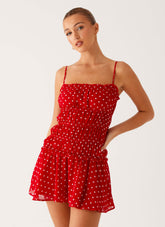 Cynlee Mini Dress - Red Polka Dot