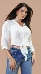 Vessa Tie-Front Shirt - Ivory