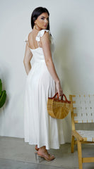 Valeria Corset Ruffle Midi Dress – White