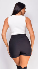 Rivana White Boat Neck Sleeveless Tank Top