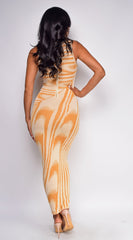 Sofia Abstract Maxi Dress- Orange