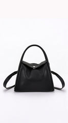 Siena Vegan Leather Top Handle Shoulder Bag - Black