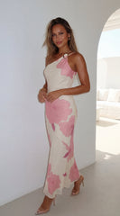 Petalise Floral Asymmetrical Maxi Dress - Pink