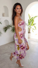 Violessa Floral Ruffle Cutout Maxi Dress - Lavender Multi