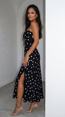 Romelia Polka Dot Maxi Dress - Black