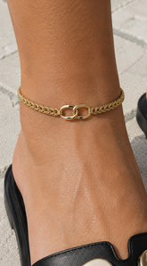 Viva Gold Dipped Braided Chain Link Anklet - Gold
