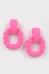 Simple But Chic Fuchsia Pink Square Earrings