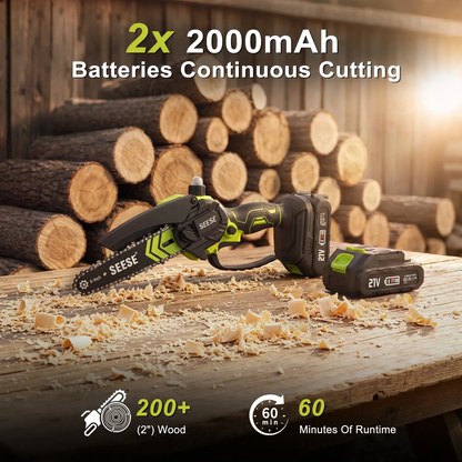 6-Inch Brushless Mini Chainsaw Cordless with Auto Oiling & 2000mAh Battery