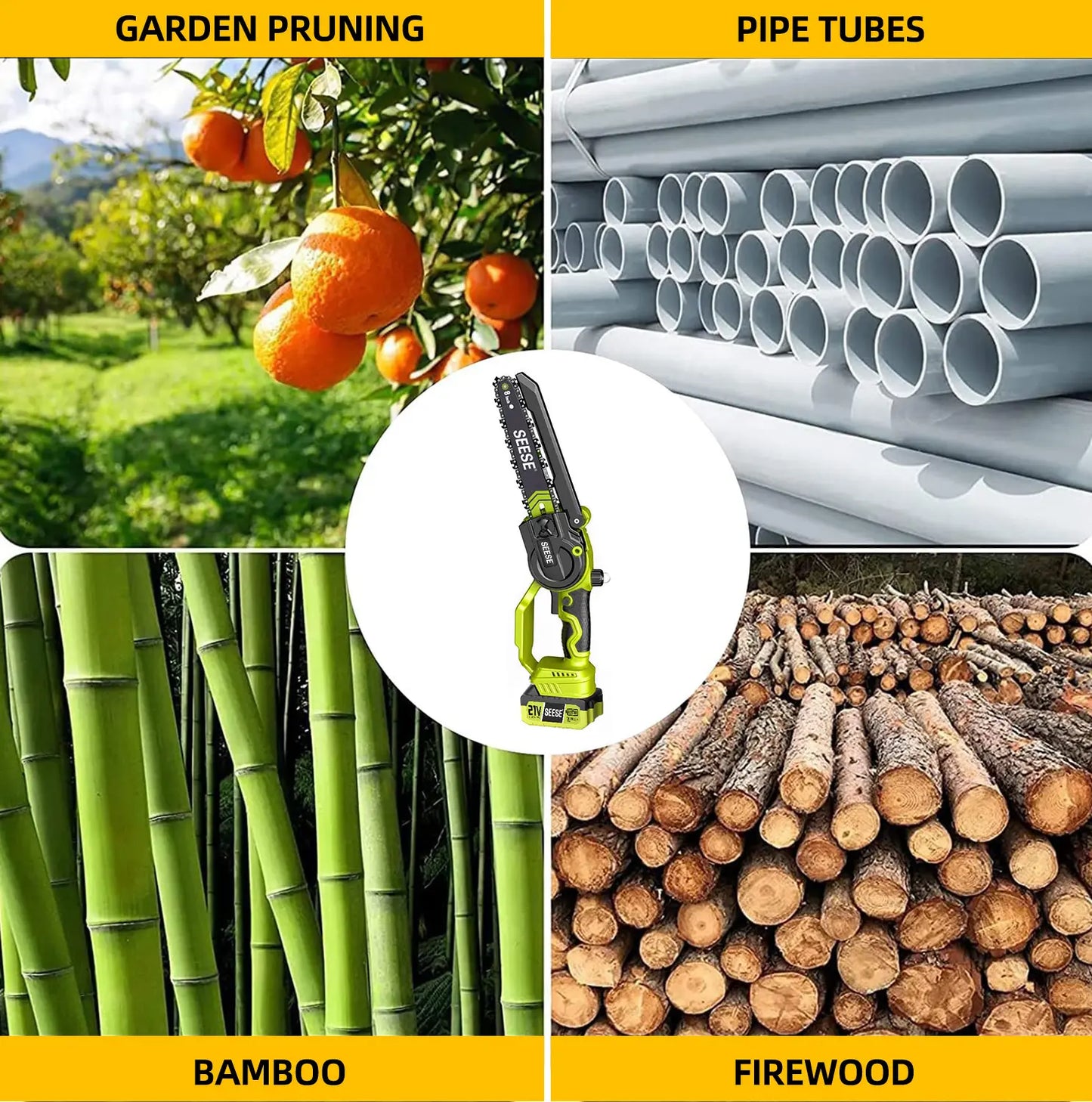 2-in-1 8" Cordless Mini Chainsaw with Telescopic Pole & 21V Batteries