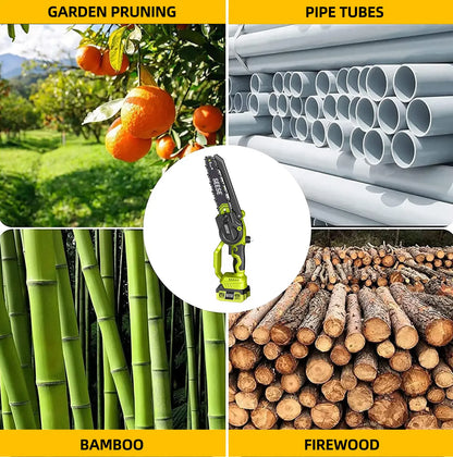2-in-1 8" Cordless Mini Chainsaw with Telescopic Pole & 21V Batteries