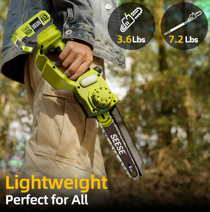2-in-1 8" Cordless Mini Chainsaw with Telescopic Pole & 21V Batteries
