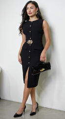 Valente Accent Midi Dress - Black